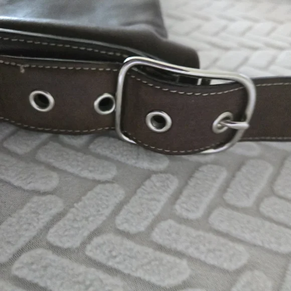 Coach Dark Brown Leather Bag with Silver Accents - Picture 6 of 10